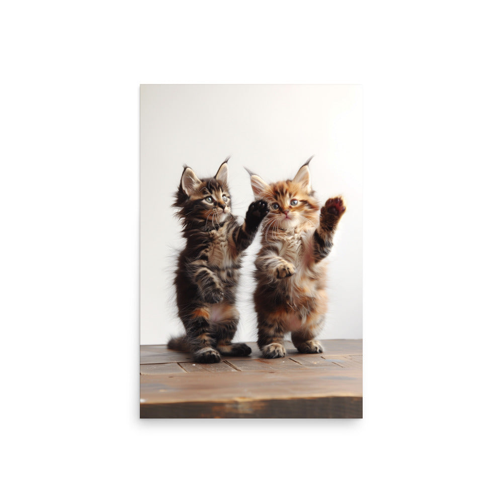 Deux chatons debout Affiche