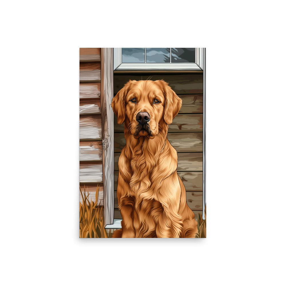 Chien golden posant Affiche