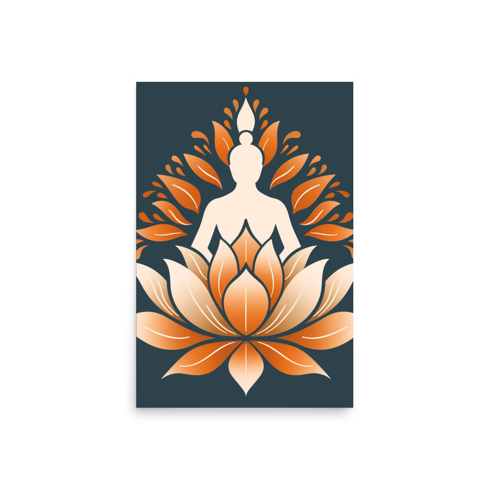 Lotus meditation orange blue Poster