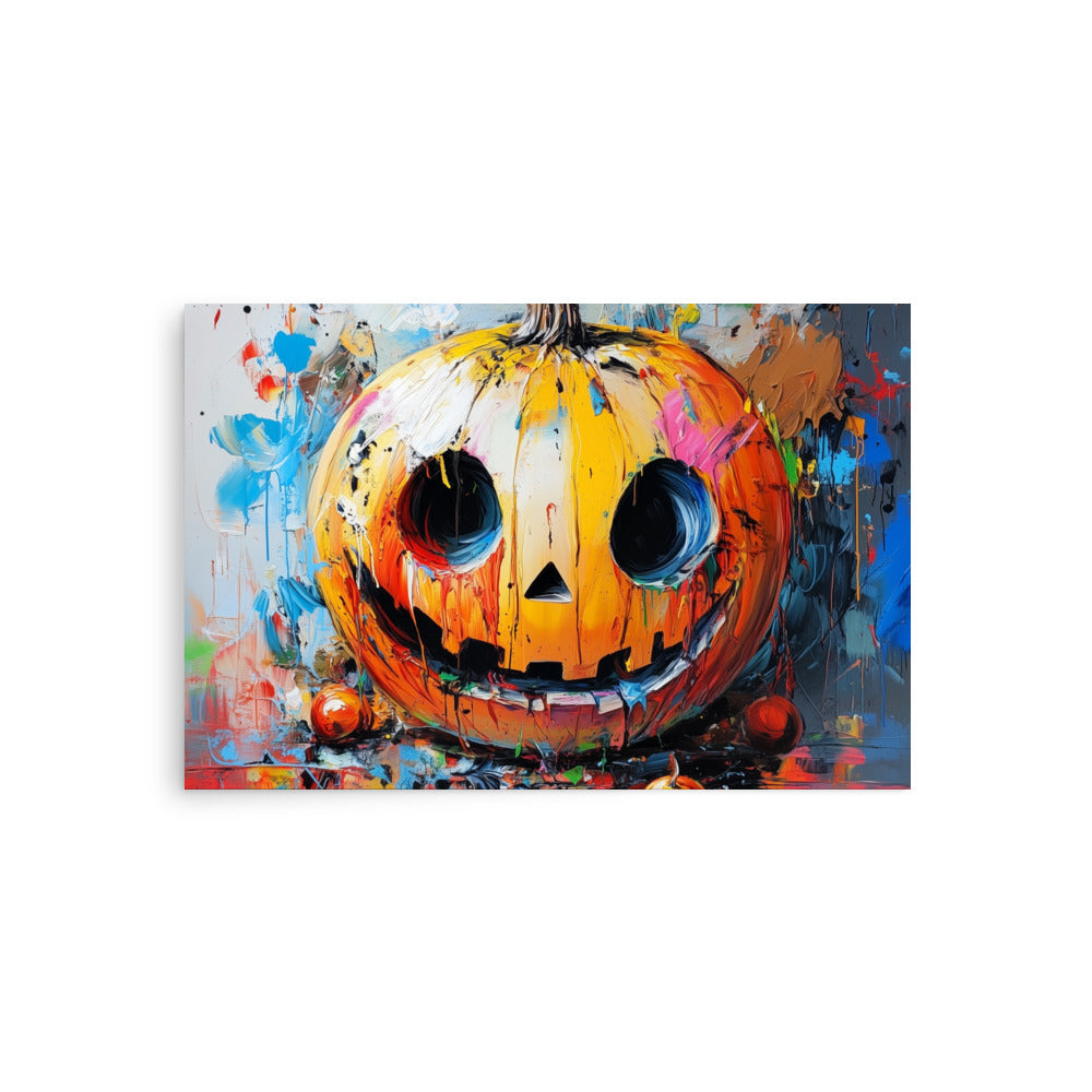 Colorful Halloween Jack-O'-Lantern – Modern Abstract Pumpkin Poster