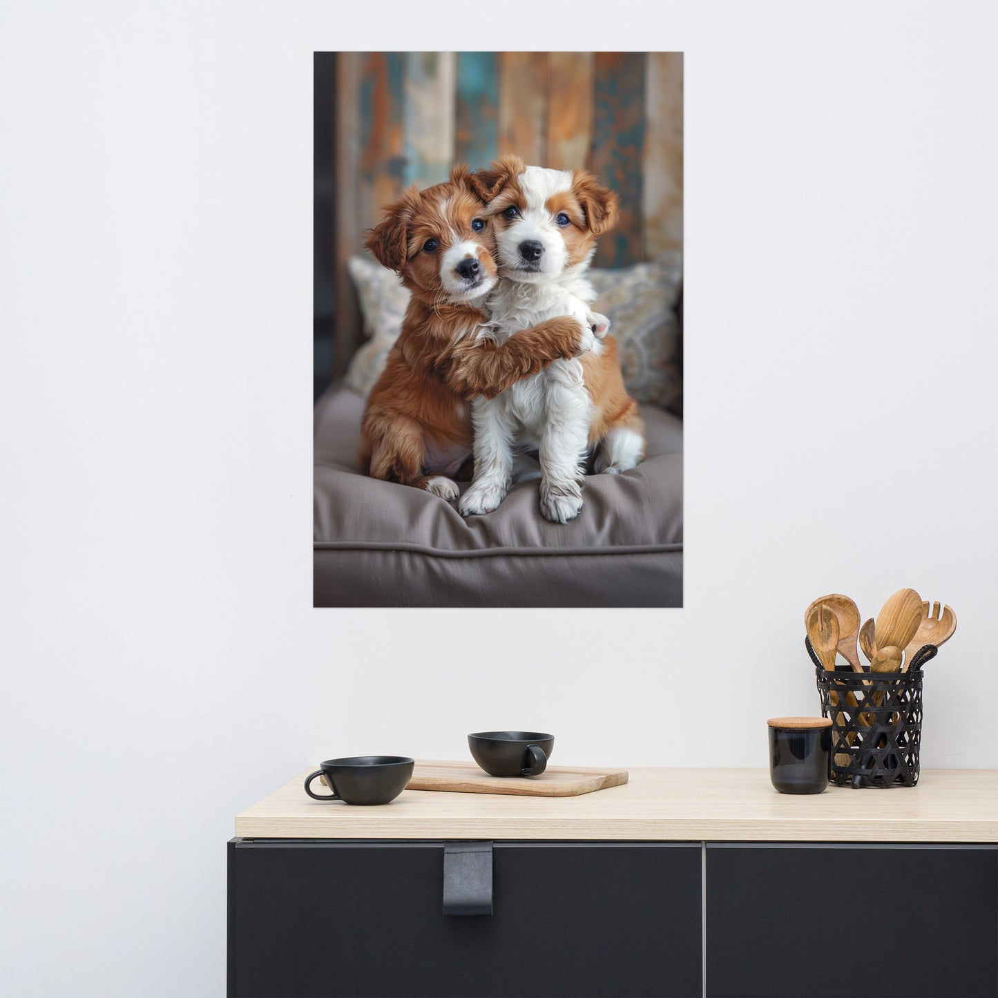 Two dogs embrace Poster