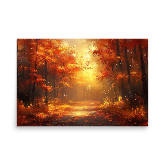 Autumn forest at dawn Poster