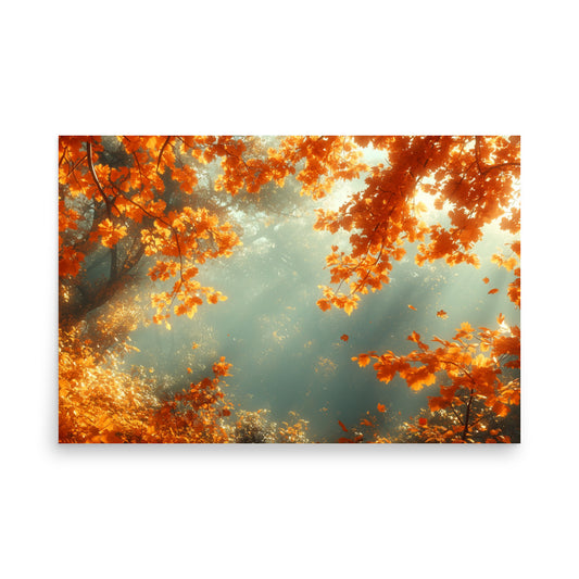 Autumn forest bathed in the sun Poster