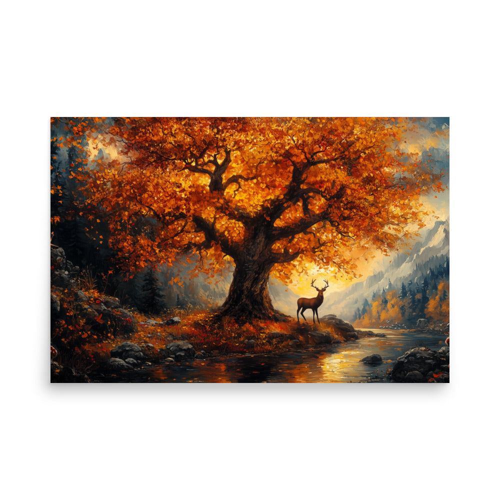 Autumn oak deer valley Poster