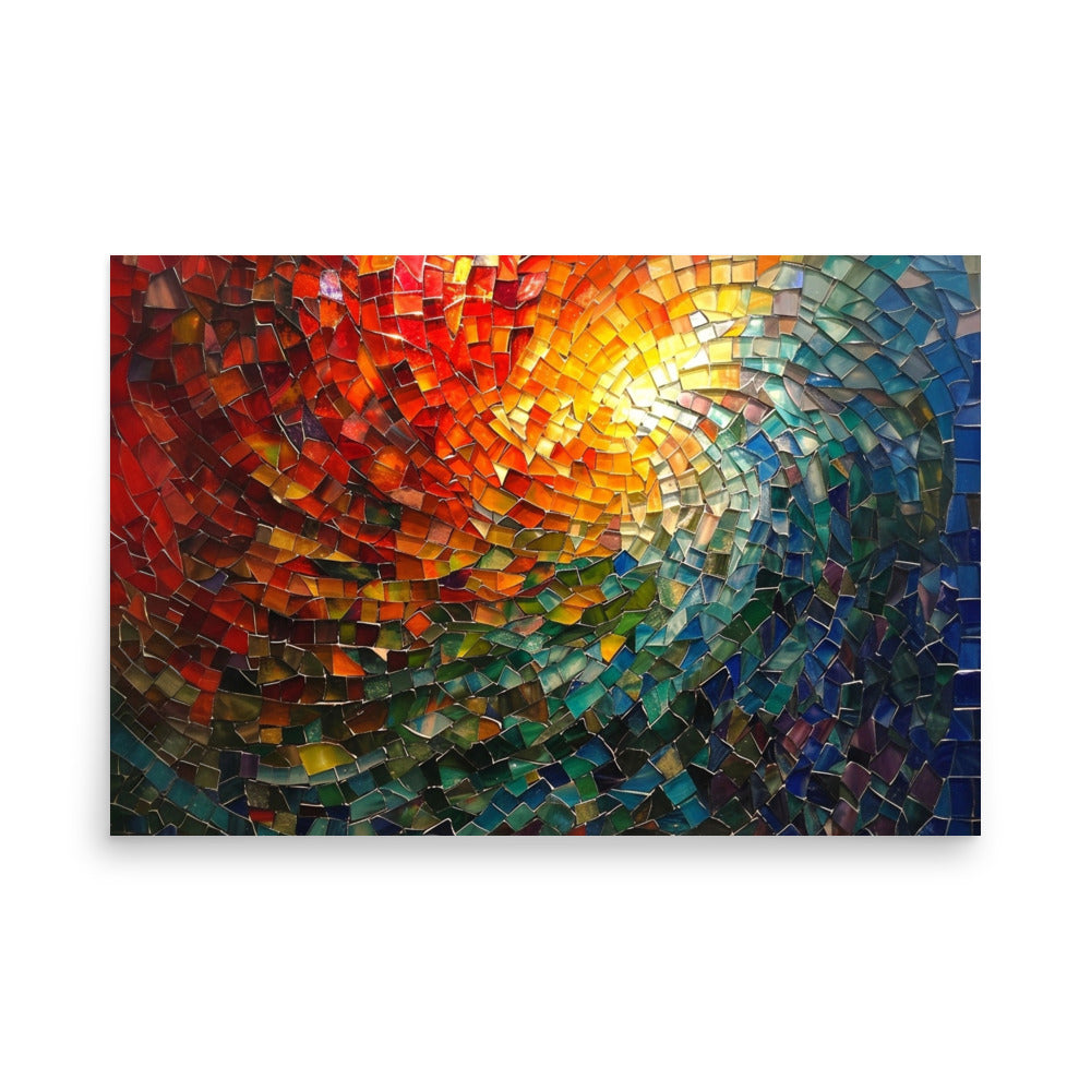 Abstract colorful rainbow pattern in stained glass style - Poster