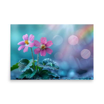 Pink flower duo after the rain Poster