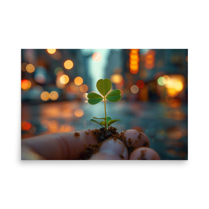 Hand holding a shamrock Poster