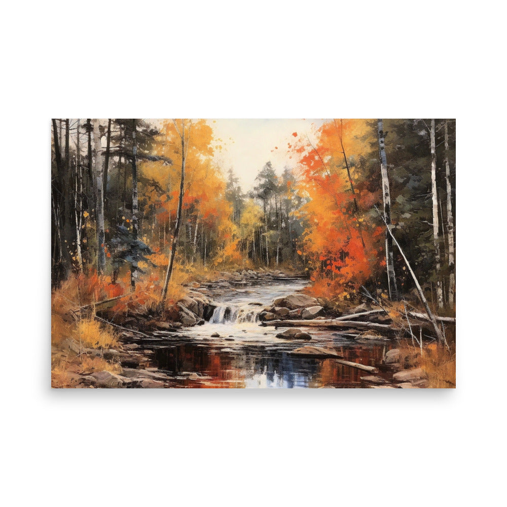 Autumn forest creek Poster