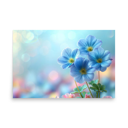 Macro de fleurs bleues Affiche