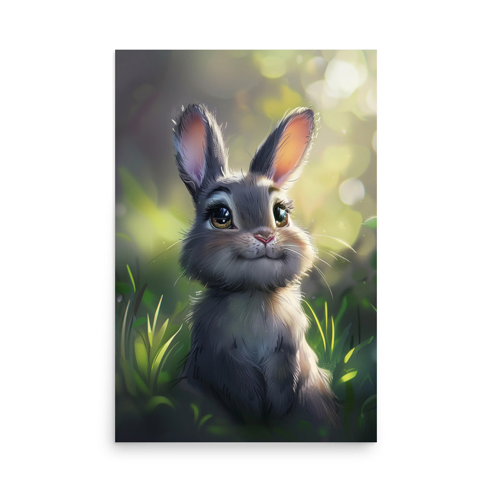 Cute bunny rabbit cartoon dreaming Poster