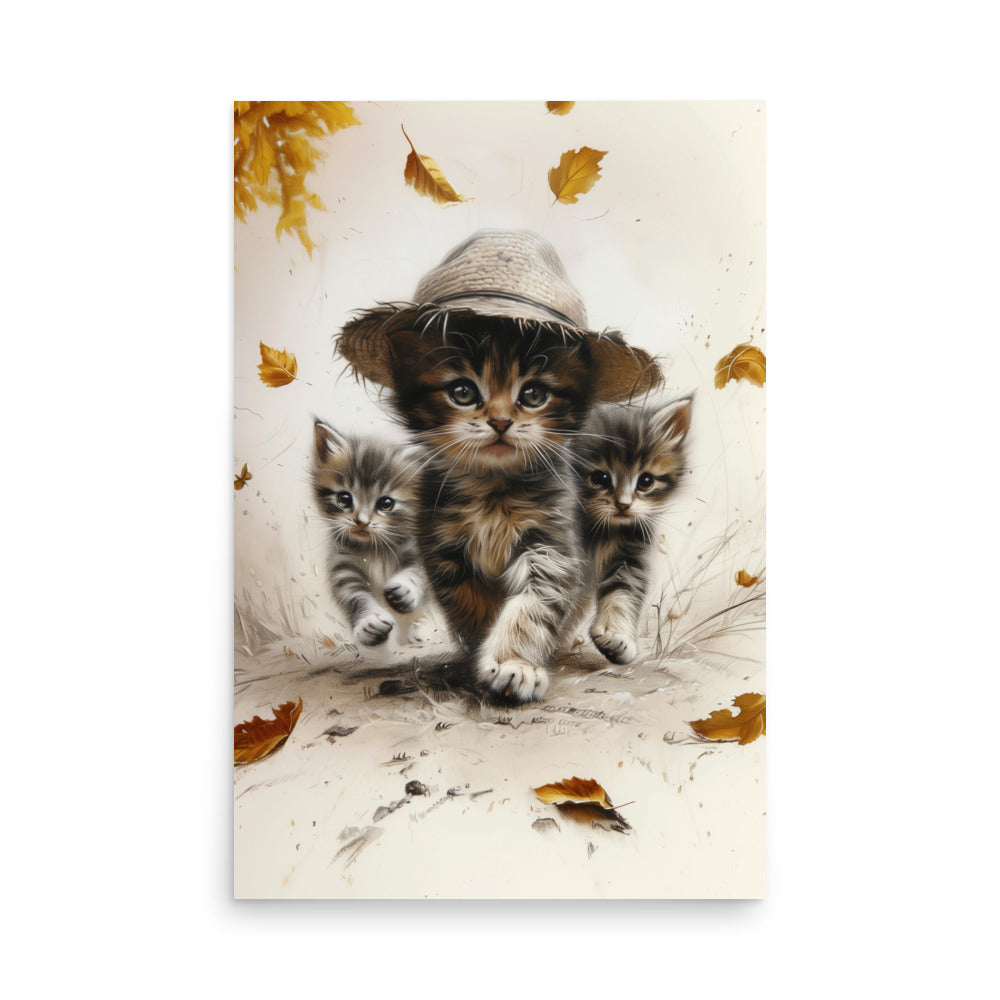 Trio de chatons partis explorer Affiche