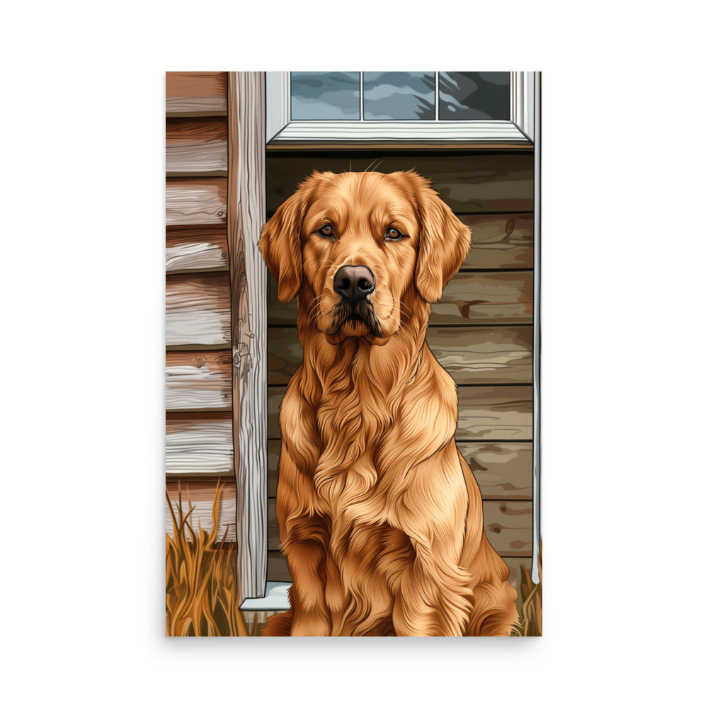 Chien golden posant Affiche