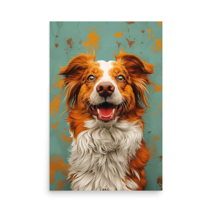 Red dog smiling Poster