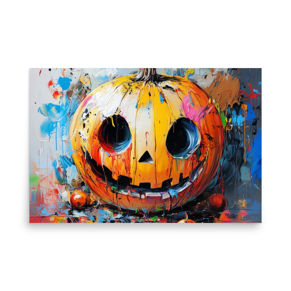 Colorful Halloween Jack-O'-Lantern – Modern Abstract Pumpkin Poster