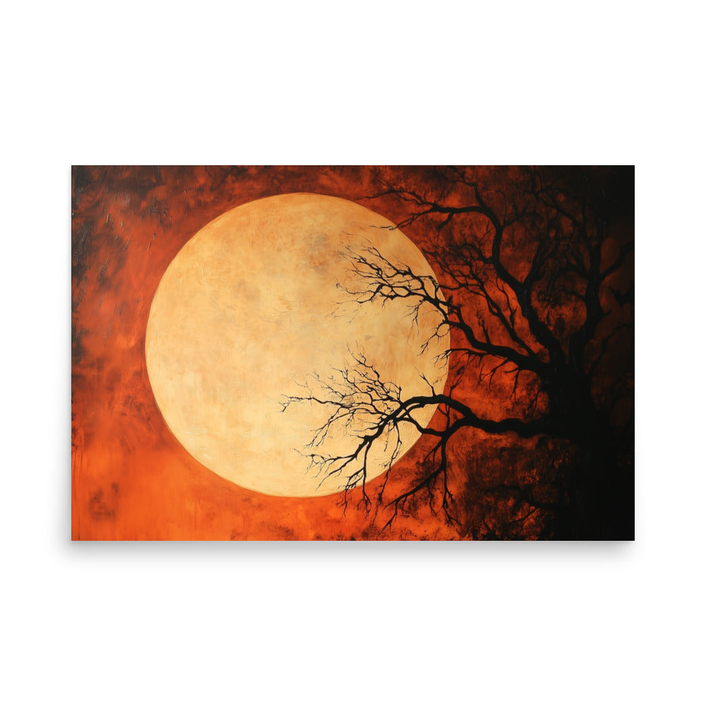 Spooky Full Moon – Haunted Night Landscape Poster