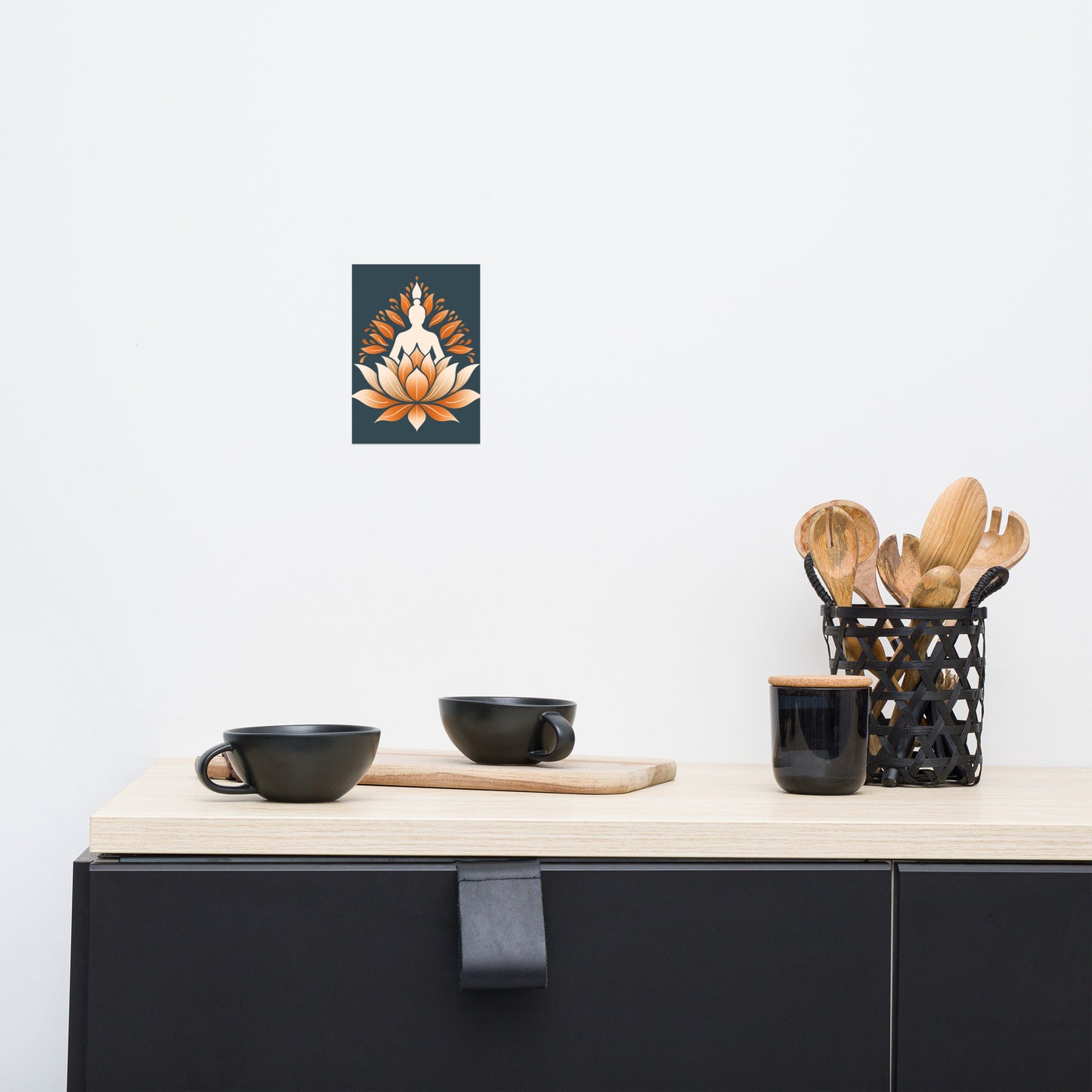 Lotus meditation orange blue Poster