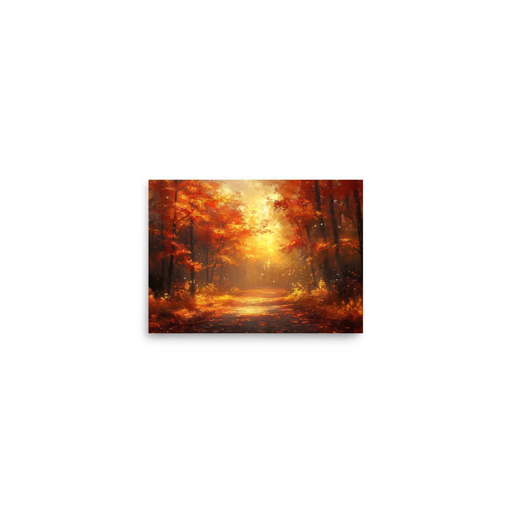 Autumn forest at dawn Poster