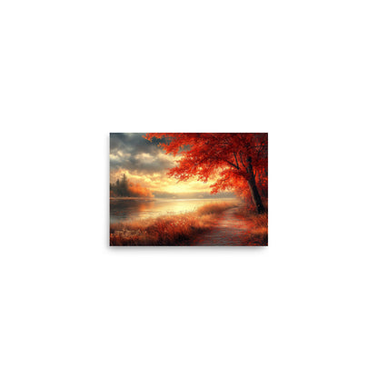 Autumn river at dawn Poster