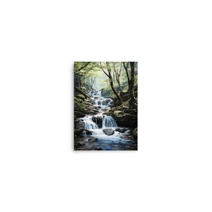 Lush forest and water stream Poster