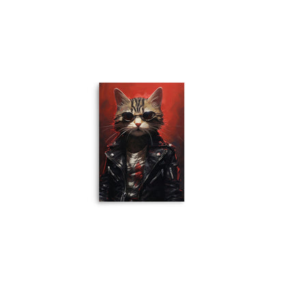 Cyberpunk cat with black leather jacket Poster