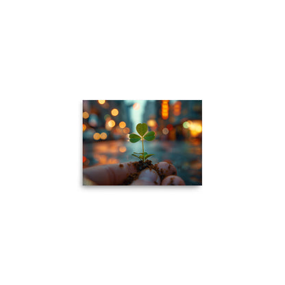 Hand holding a shamrock Poster