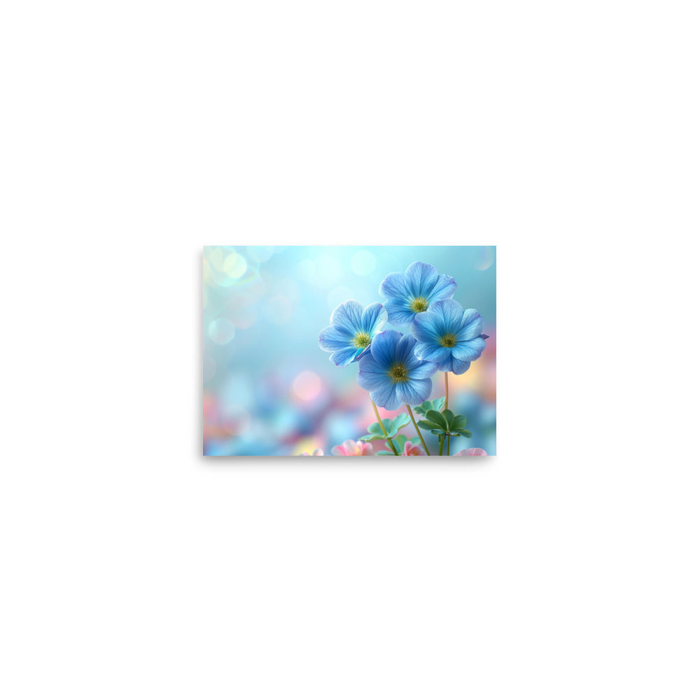 Macro de fleurs bleues Affiche