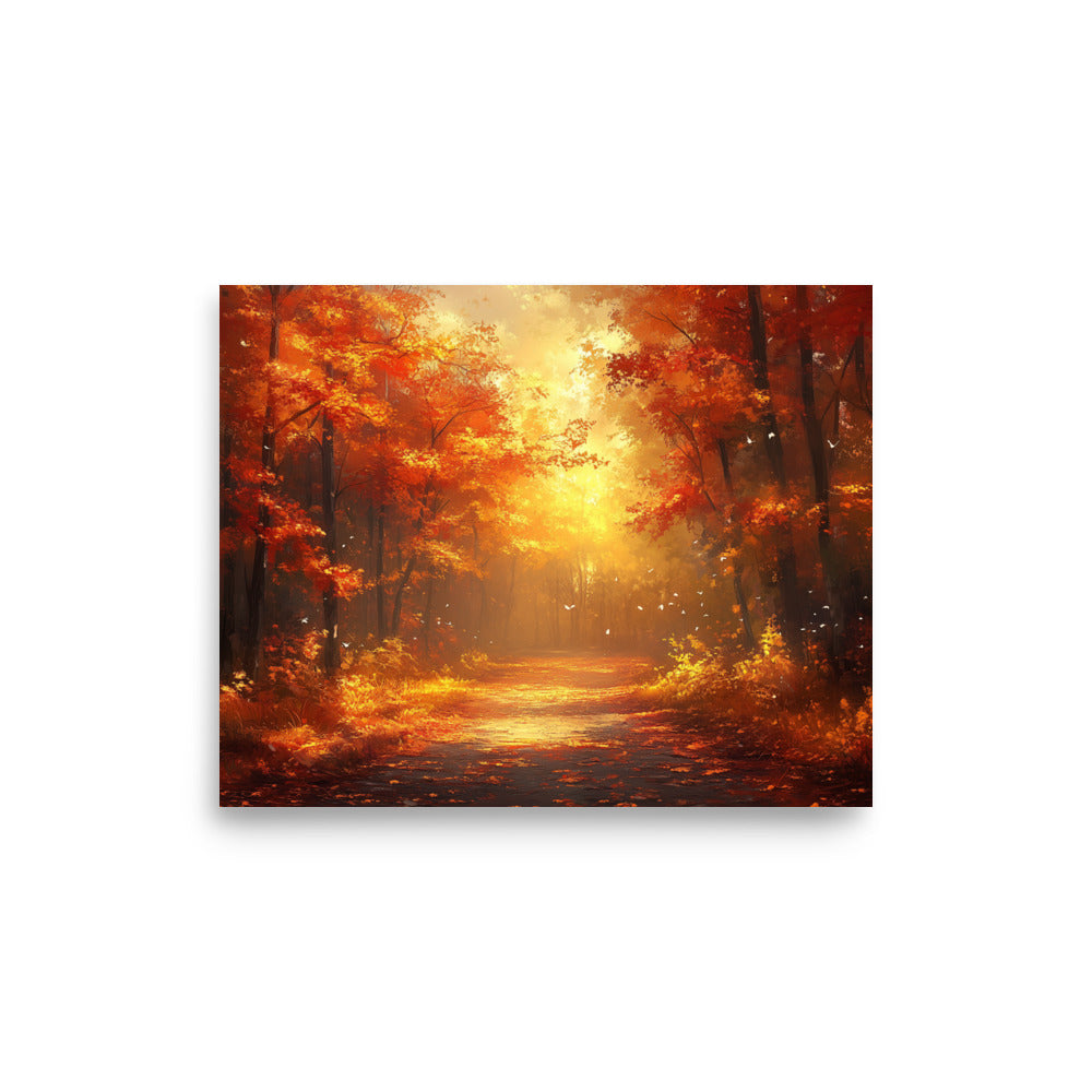 Autumn forest at dawn Poster