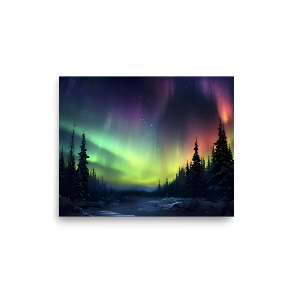 Northern lights forest - Poster