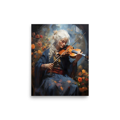 Vieille dame au violon - Affiche