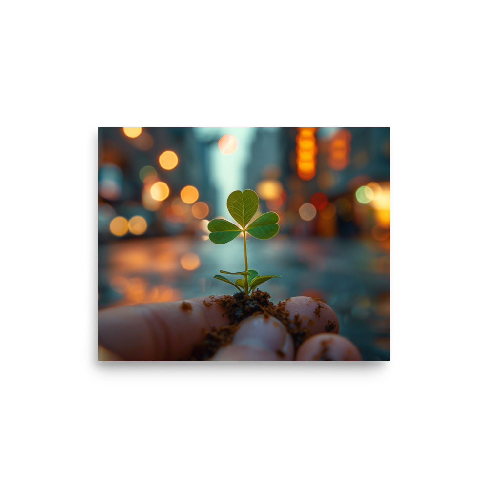 Hand holding a shamrock Poster