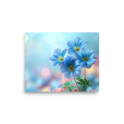 Macro de fleurs bleues Affiche