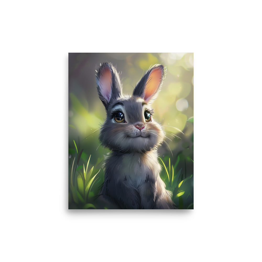 Cute bunny rabbit cartoon dreaming Poster