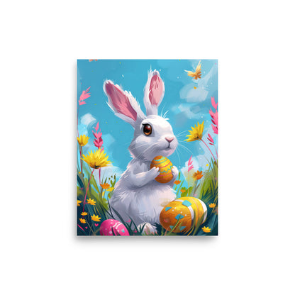 White bunny rabbit on Easter Poster