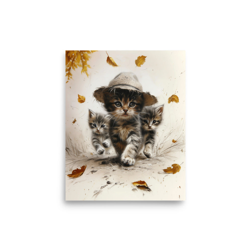 Trio de chatons partis explorer Affiche