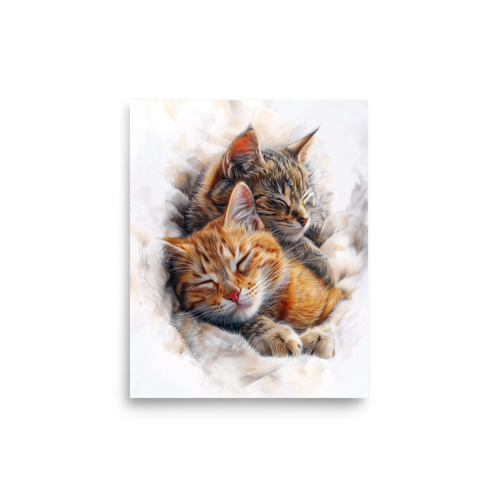 Deux chatons dormant paisiblement Affiche