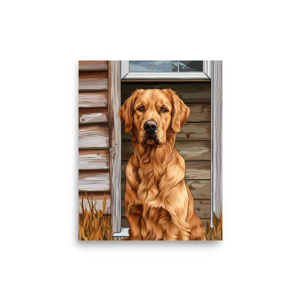 Chien golden posant Affiche