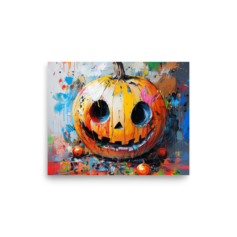 Colorful Halloween Jack-O'-Lantern – Modern Abstract Pumpkin Poster