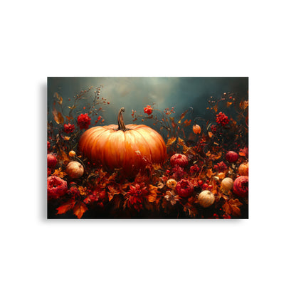 Dried flowers, leaves and pumpkin Poster