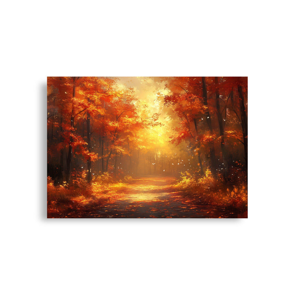 Autumn forest at dawn Poster