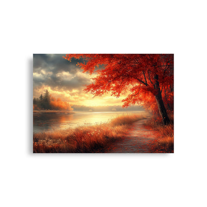 Autumn river at dawn Poster