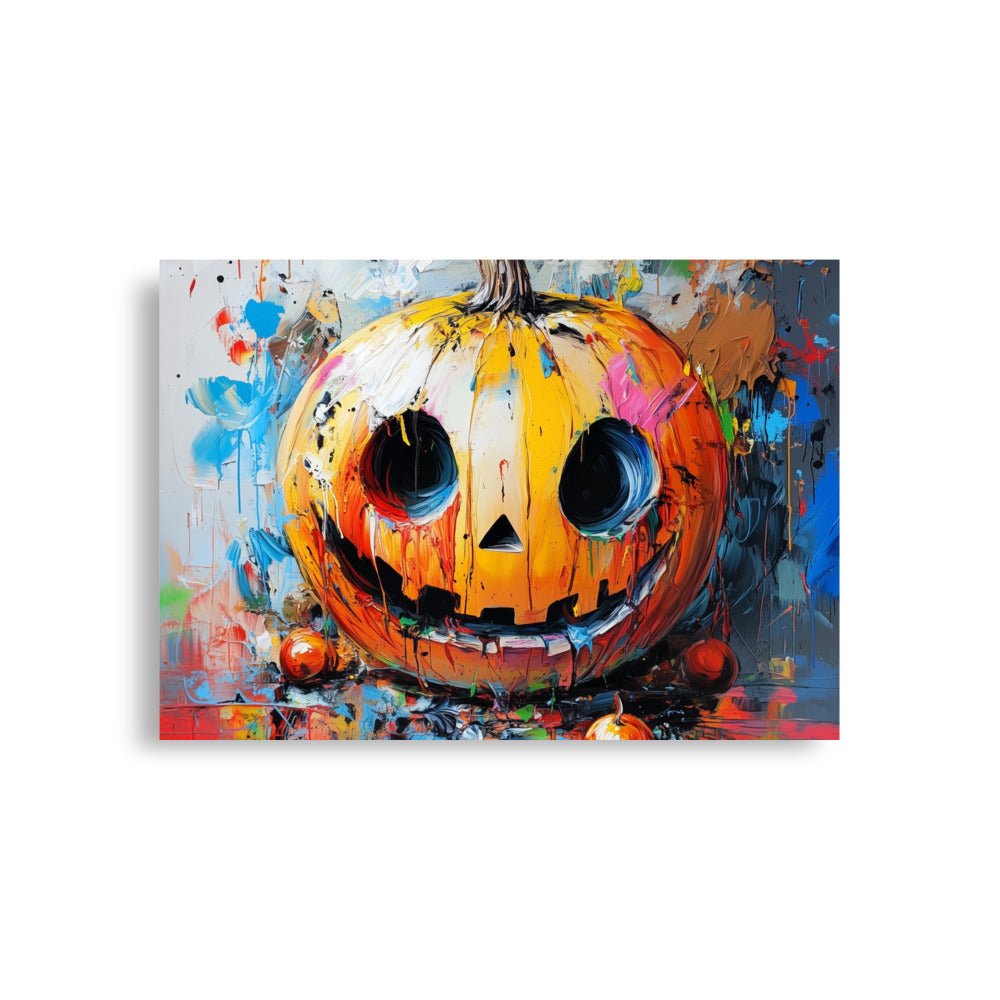 Colorful Halloween Jack-O'-Lantern – Modern Abstract Pumpkin Poster