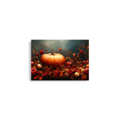 Dried flowers, leaves and pumpkin Poster