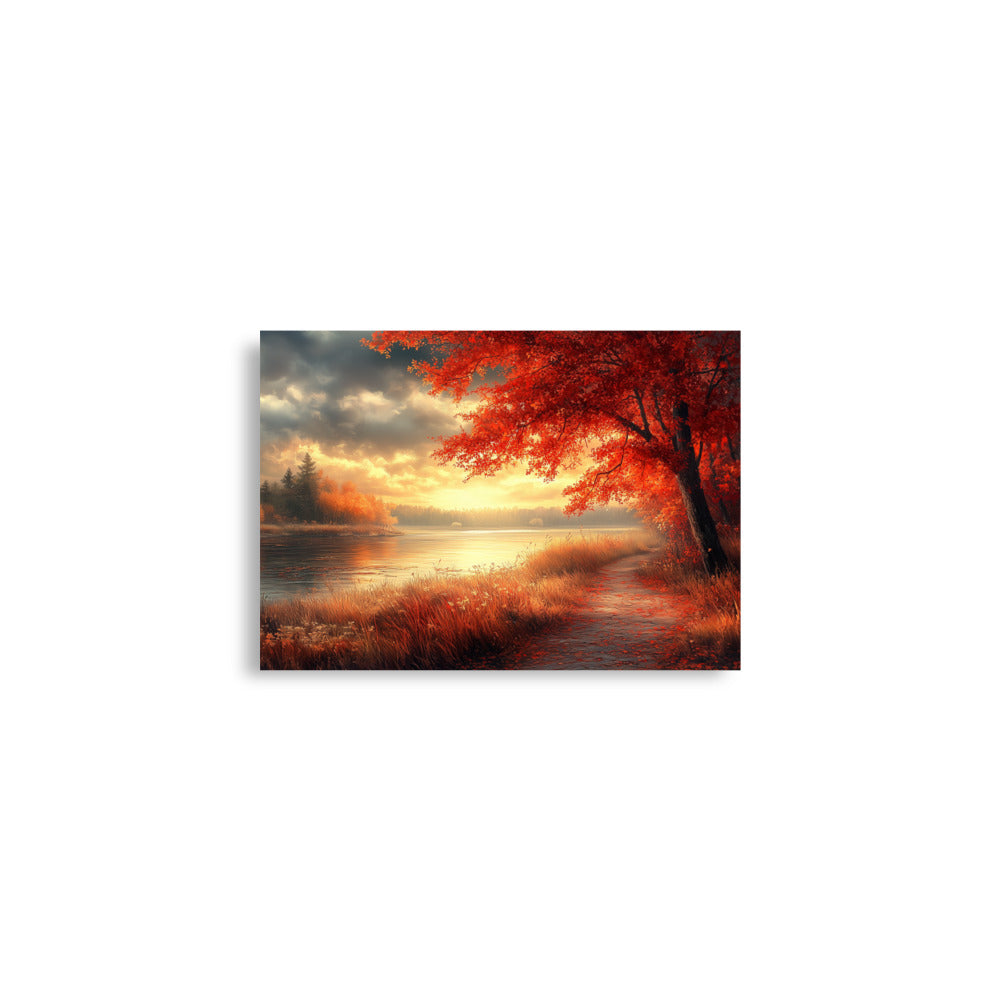 Autumn river at dawn Poster