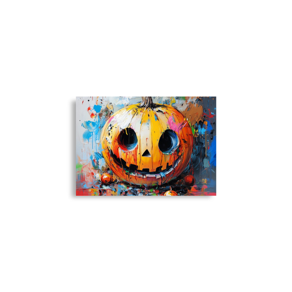 Colorful Halloween Jack-O'-Lantern – Modern Abstract Pumpkin Poster