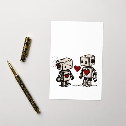 Robots couple in love Greeting card