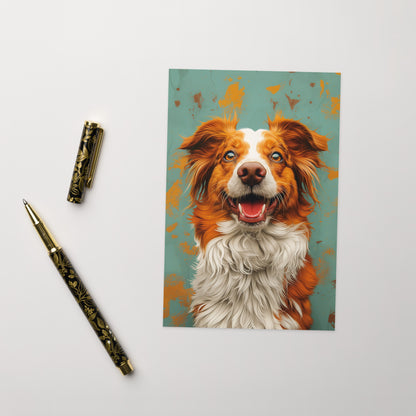 Smiling red and white dog portrait Greeting card