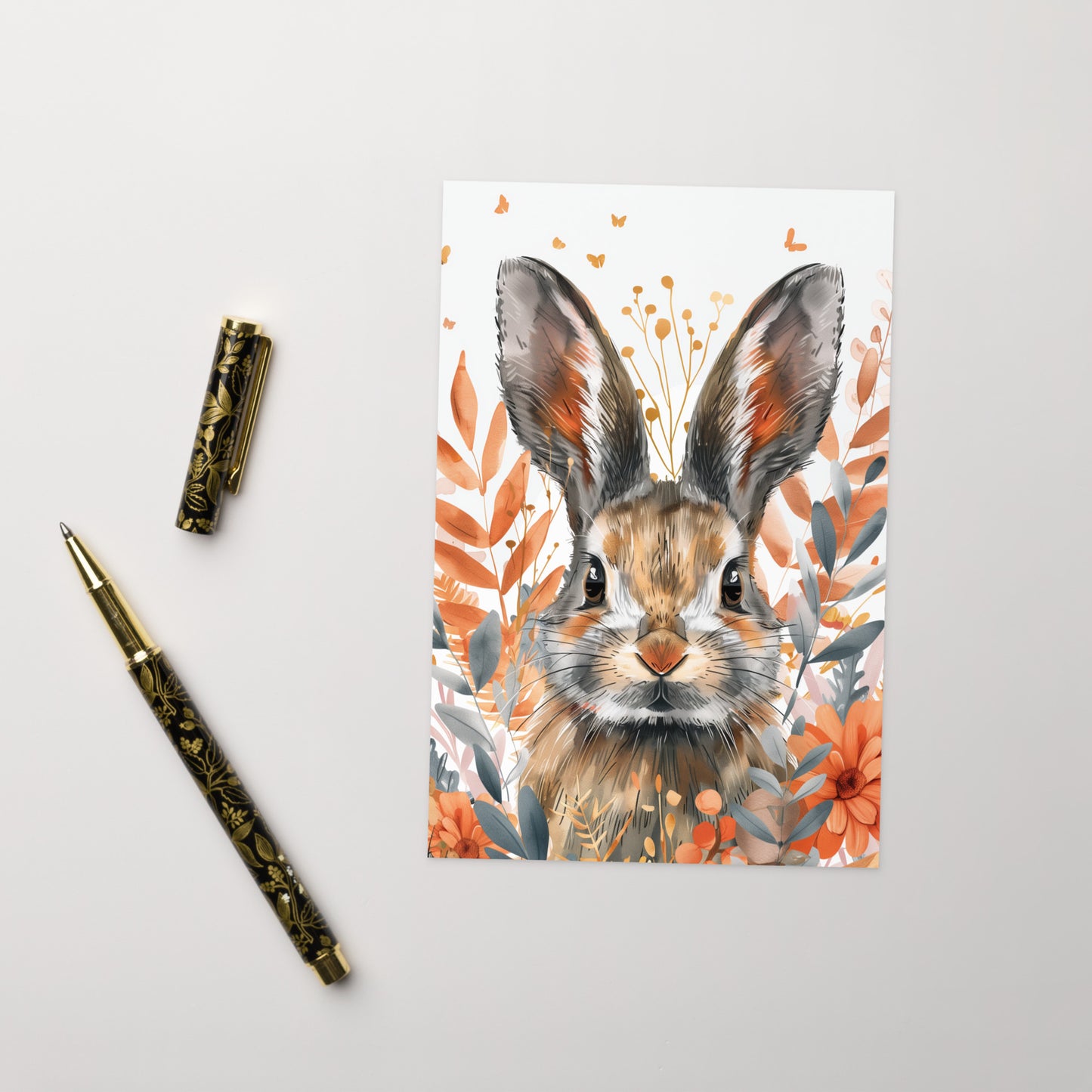 Brown tabby field bunny Greeting card