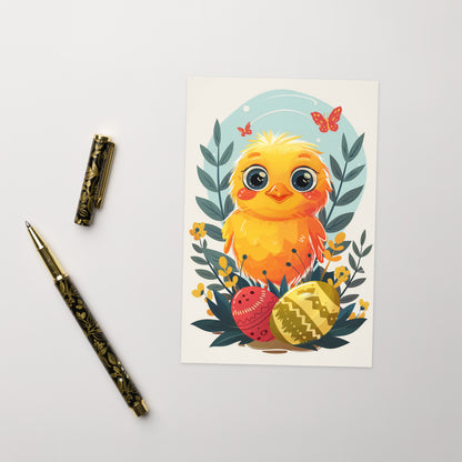 Cute yellow chick for Easter Greeting card