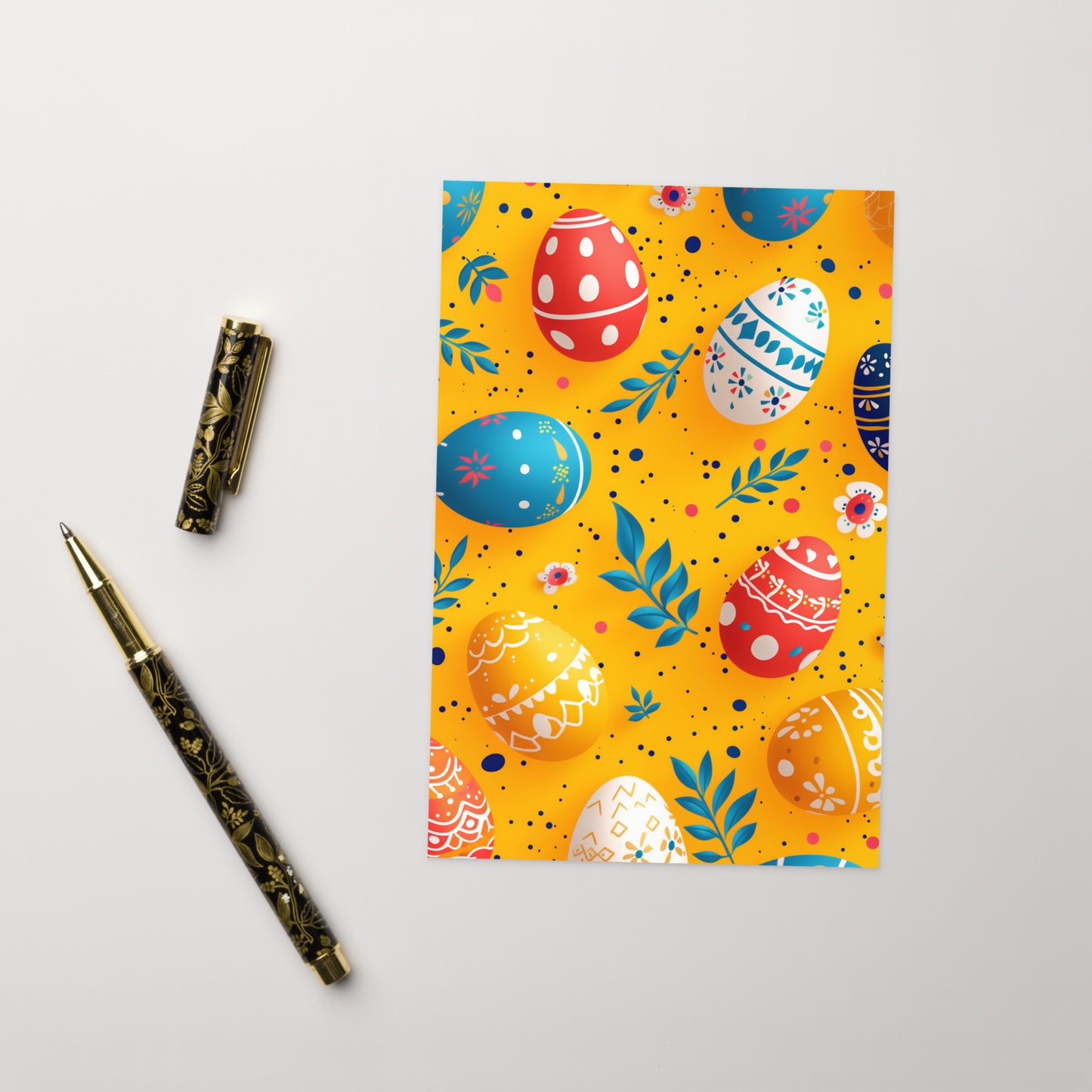 Yellow Easter eggs pattern Greeting card