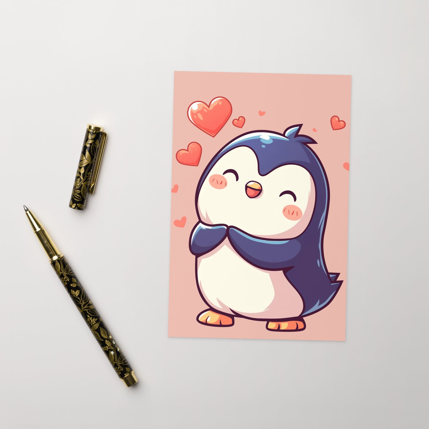 Amour de pingouin mignon Carte de voeux